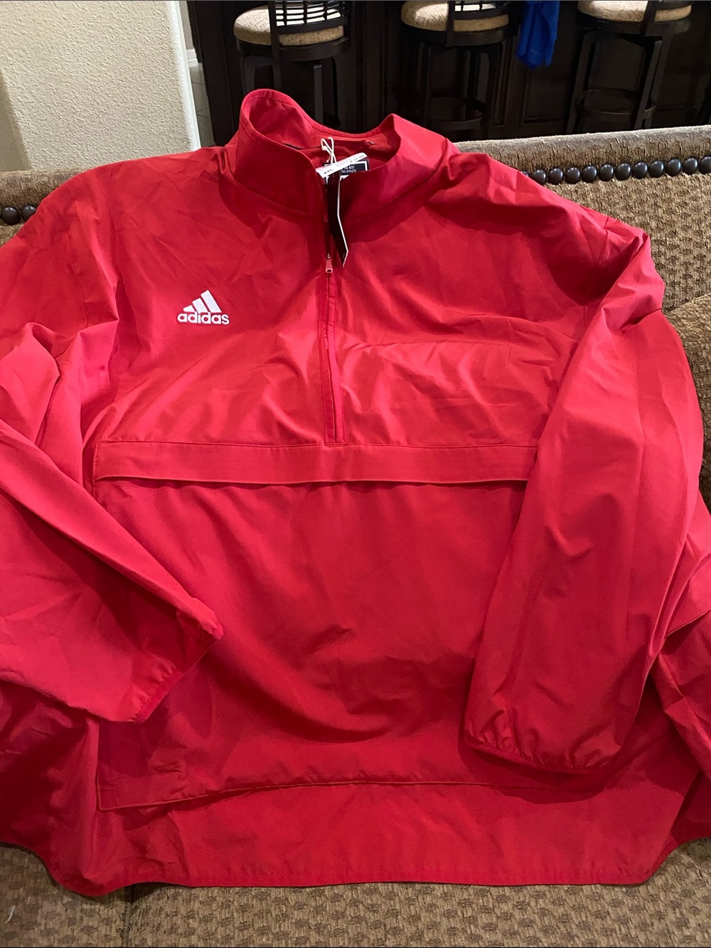 Big and Tall Adidas Power Red classic quarter Zip Pullover Windbreaker Jacket